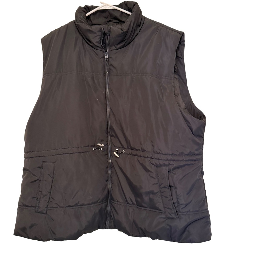 Big Chill Puffer Vest Women 3X Black Adjustable Waist Zip Up Sleeveless Jacket